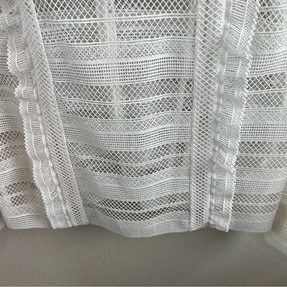 Self-Portrait Stripe Grid Top White Guipure Lace Straight Cut Slim Fit Small - Picture 8 of 15